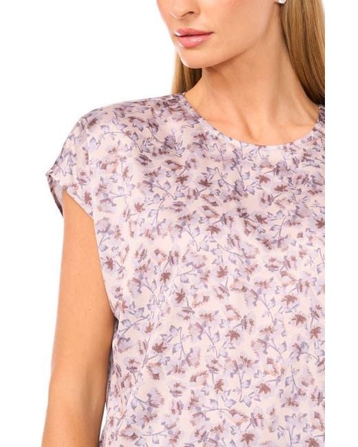 Halogen® White Petal Vine Print Cap Sleeve Shell