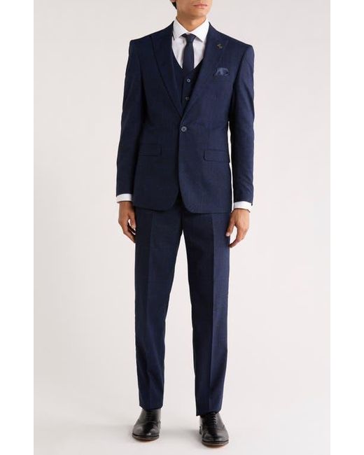 ZEGARIE Blue Tattersall Mélange 3-Piece Suit for men