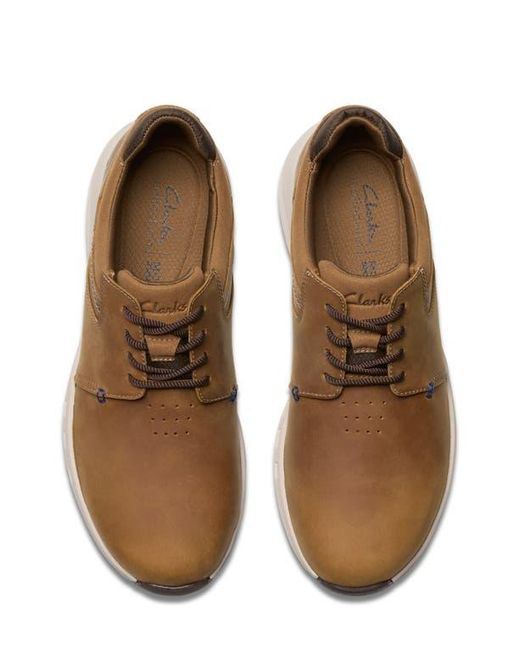 Clarks Brown Leather Debry Sneakers With Contoured Footbed for men