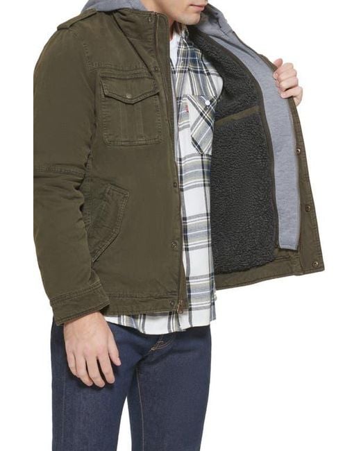With Hood Levi's Men's Washed Cotton Military Jac Choose M/Olive