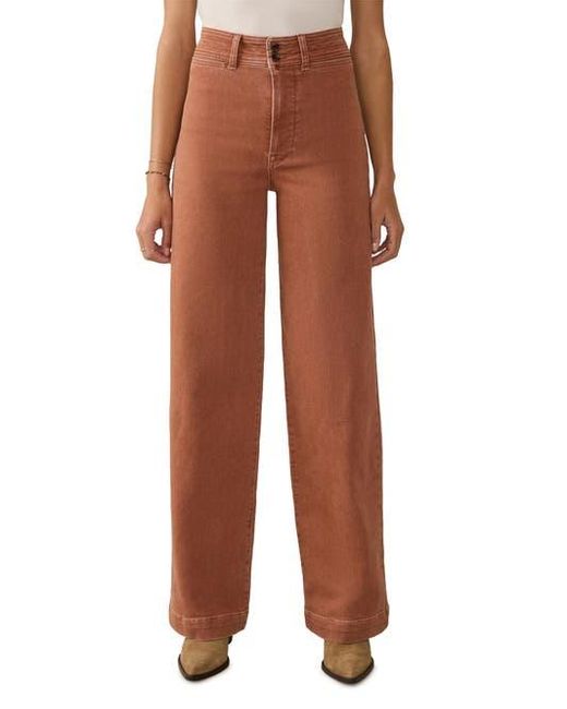 Faherty Brand Brown Terry Harbor High Waist Wide Leg Jeans