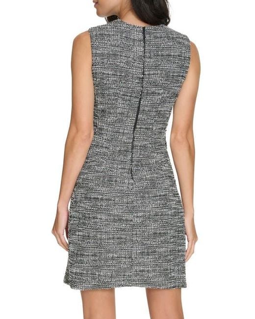 Calvin Klein Gray Sleeveless Bouclé Tweed A-Line Minidress