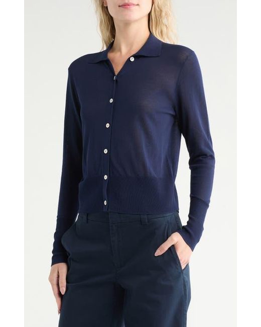 Vince Blue Collared Button-Up Shirt
