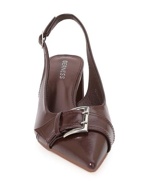 BERNESS Brown Block Heel Slingback Pump
