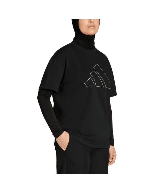 Adidas Black Power Essentials Workout Oversize Logo T-Shirt