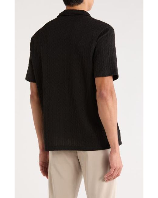 INDUSTRY REPUBLIC CLOTHING Black Textured Camp Shirt for men