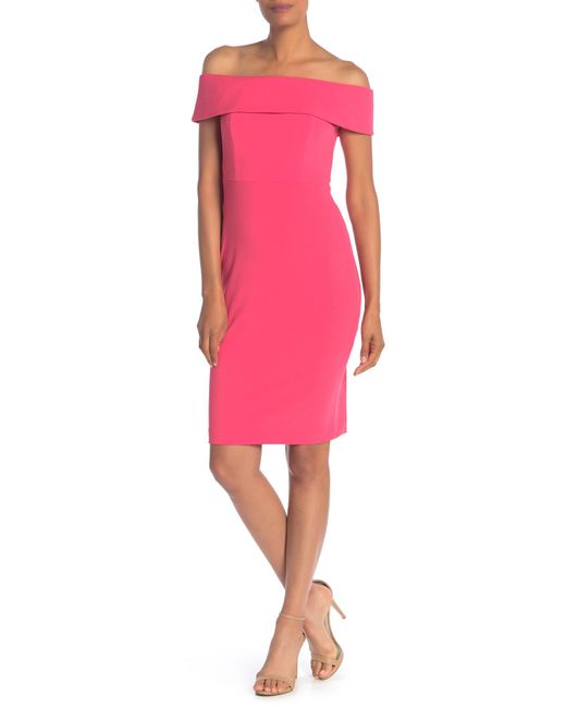 Calvin Klein Pink Petite Off-the-shoulder Sheath Dress