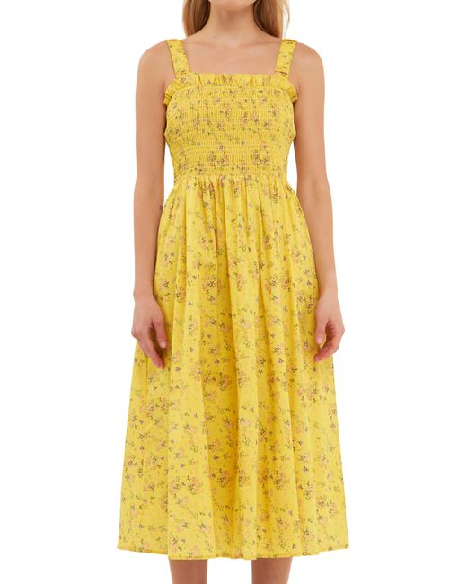 English Factory Yellow Floral Smocked Sundress