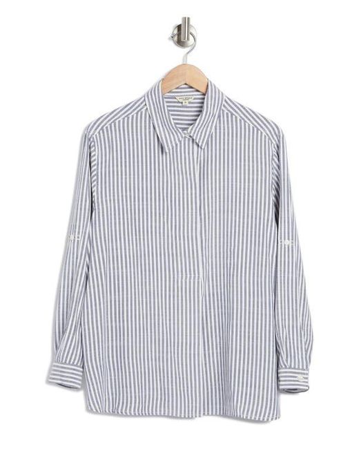 Max Studio Gray Stripe Popover Tunic