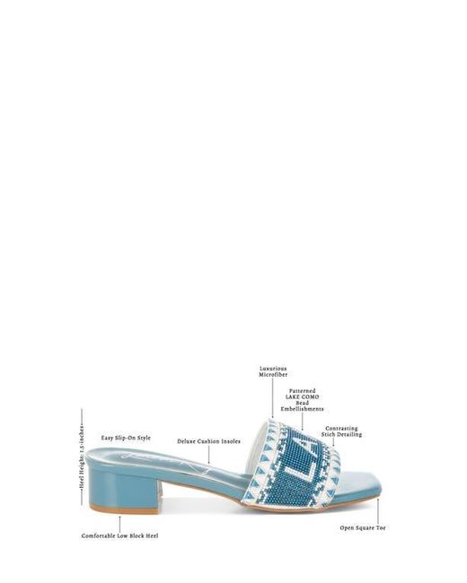 LONDON RAG Blue Vacay Babe Lake Como Beaded Slide Sandal
