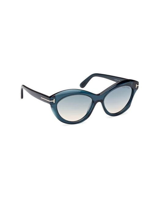 Tom Ford Blue 55Mm Gradient Oval Sunglasses