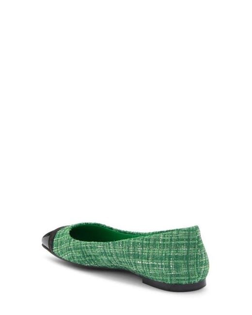 Karl Lagerfeld Green Zofia Cap Toe Tweed Flat