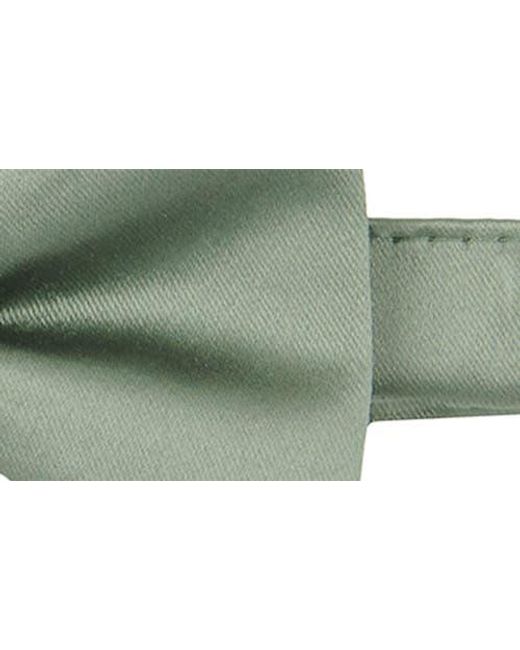 Con.struct Green Solid Satin Pre-Tied Bow Tie for men