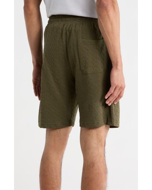 Denim and Flower Green Textured Shorts for men