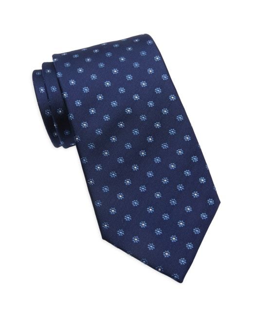 Duchamp Blue Floral Print Silk Tie for men