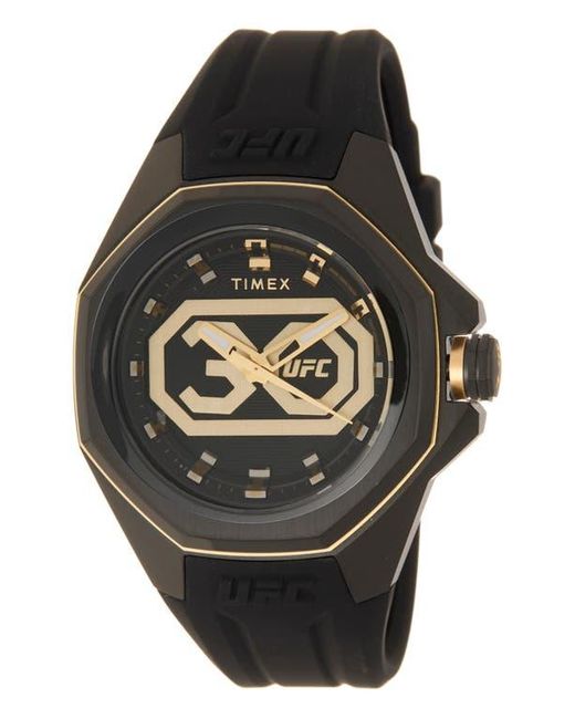 Timex Black Ufc Pro 30Th Anniversary Silicone Strap Watch, 45Mm for men