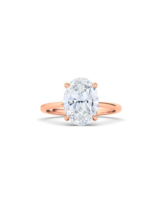 HauteCarat 18k White Gold Oval Cut Lab Created Diamond Engagement Ring