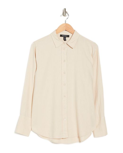 Ellen Tracy Natural Linen Blend Button-up Shirt