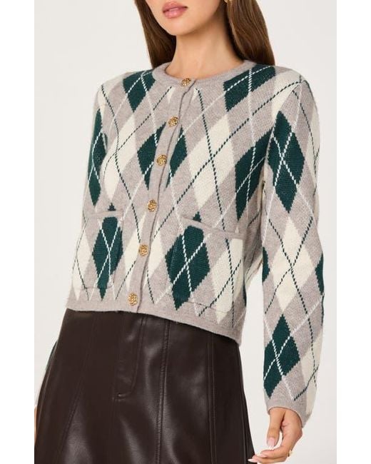 Astr Gray Argyle Cardigan