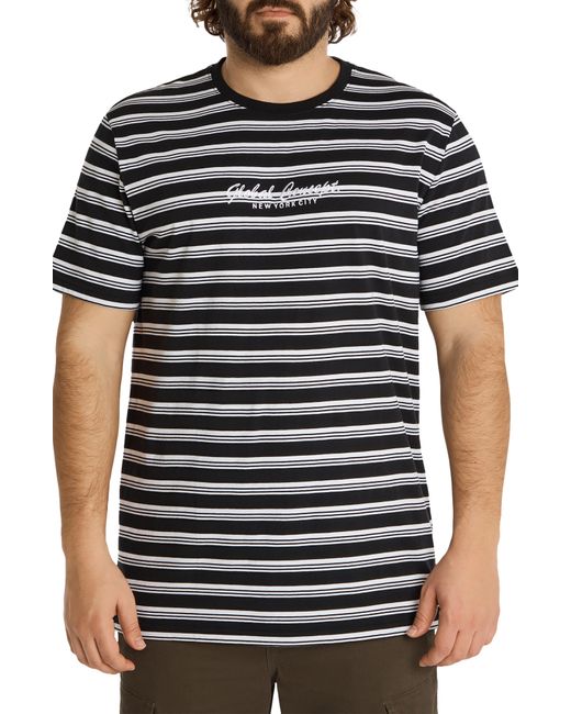 Johnny Bigg Black Global Variegated Stripe Longline T-shirt for men