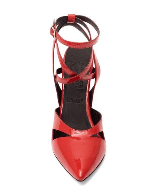 Anthony Veer Red Ava Wrap Ankle Strap Pump