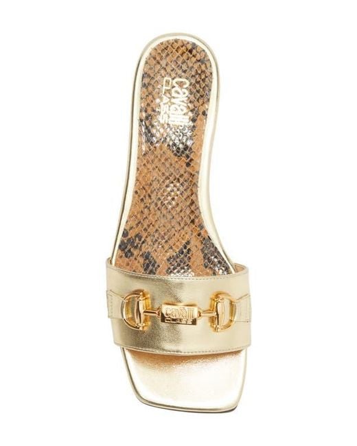 Roberto Cavalli Metallic Flat Slide Sandal