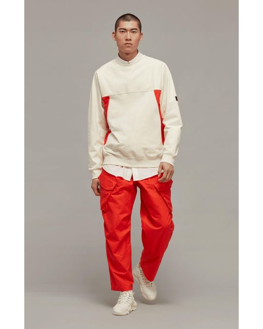 Y-3 Red Y-3 Colorblock Organic Cotton Blend Crewneck Sweatshirt for men