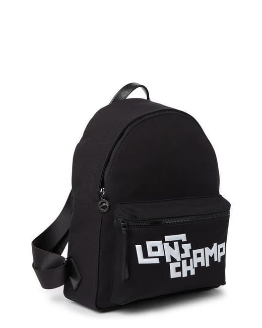Longchamp Black Stamp Backpack