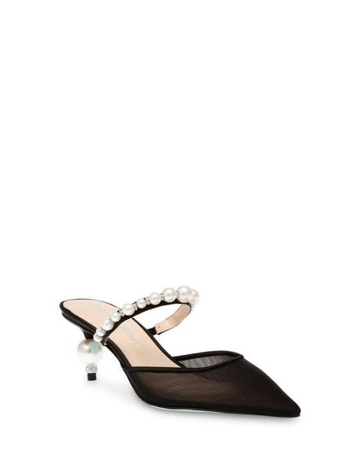 Betsey Johnson Black Evey Imitation Pearl Pointed Toe Mule