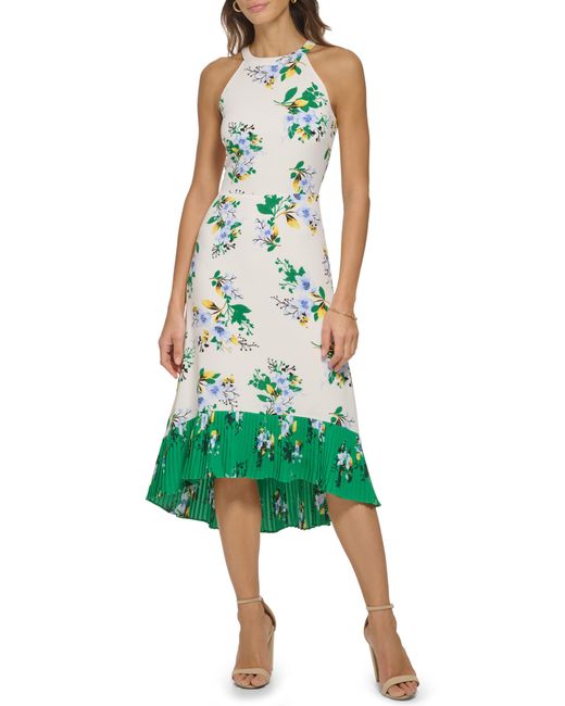 Kensie Green Floral High-low Maxi Dress
