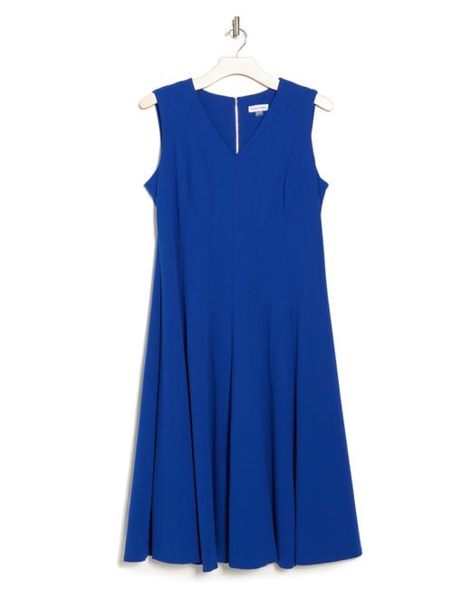 Calvin Klein Blue Sleeveless A-line Midi Dress
