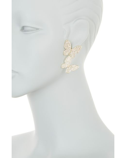 BaubleBar Butterfly Pavé Crystal Drop Earrings in White | Lyst