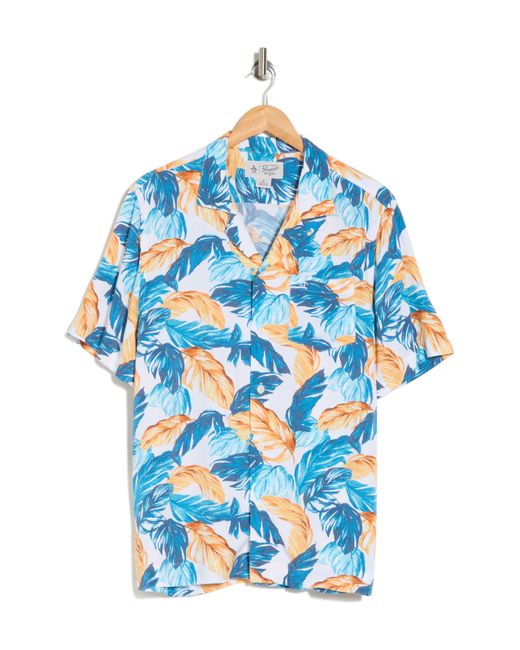 Original Penguin Blue Frond Print Camp Shirt for men