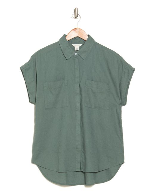 Caslon Green Double Pocket Camp Shirt