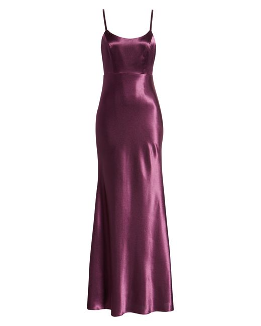 Lulus Make You Shine Satin Evening Dress In Dark Purple At Nordstrom Rack