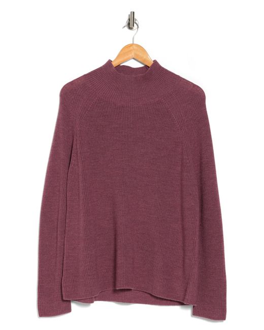 Eileen Fisher Purple Raglan Sleeve Merino Wool Turtleneck Sweater