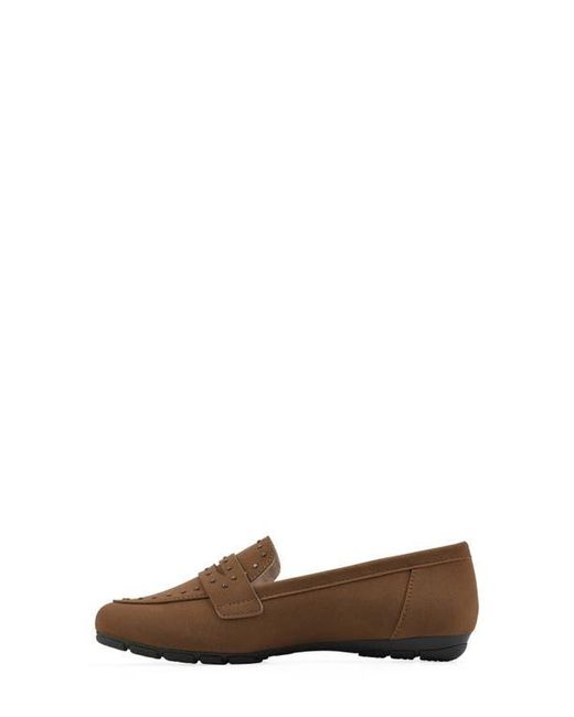 White Mountain Brown Giada Stud Driving Loafer