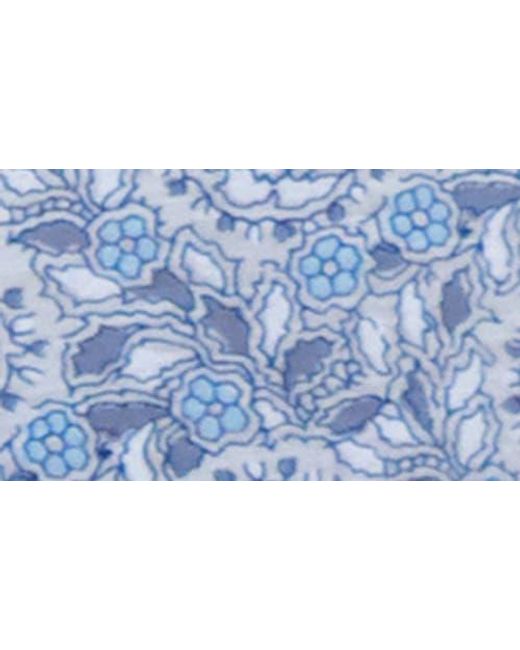 Lucky Brand Blue Mixed Media Flutter Sleeve Top