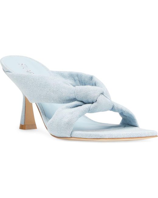 Stuart Weitzman Blue Playa Knot Square Toe Sandal