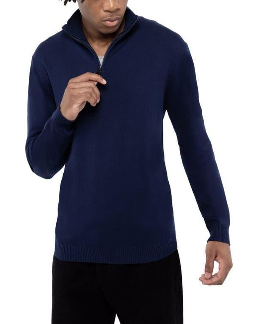 Xray Jeans Blue Quarter Zip Mock Neck Sweater for men