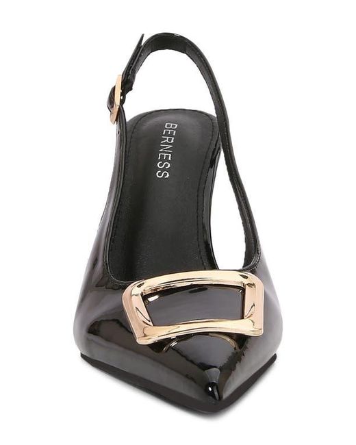 BERNESS Black Buckle Slingback Stiletto Pump