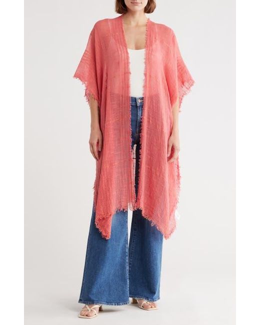 BCBGMAXAZRIA Pink Textured Weave Open Front Duster