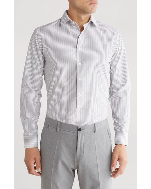 Nordstrom Gray Trim Fit Irby Stripe Dress Shirt for men