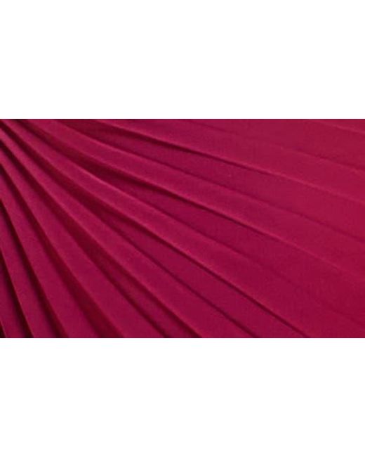 Nicole Miller Red One Shoulder Pleat Midi Dress