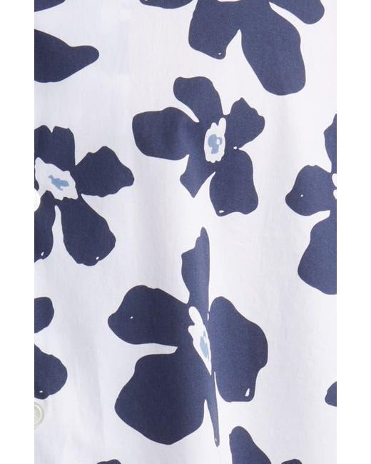 Boss Blue Drew Palm Print Stretch Camp Shirt for men