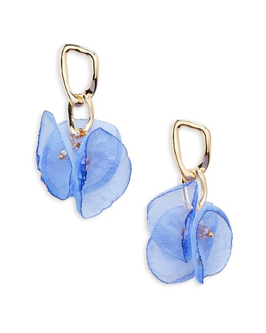 Tasha Blue Fabric Flower Drop Earrings