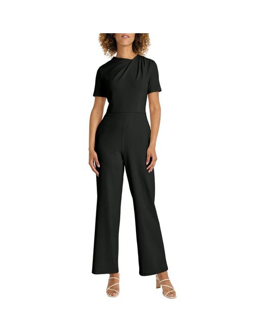 Maggy London Black Twist Neck Short Sleeve Jumpsuit