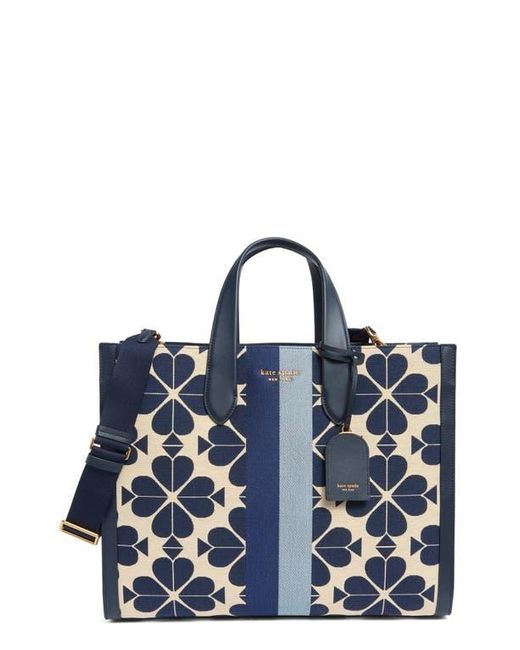 Kate Spade Oversize Spade Flower Jacquard Stripe Manhattan Tote Bag in Blue Lyst