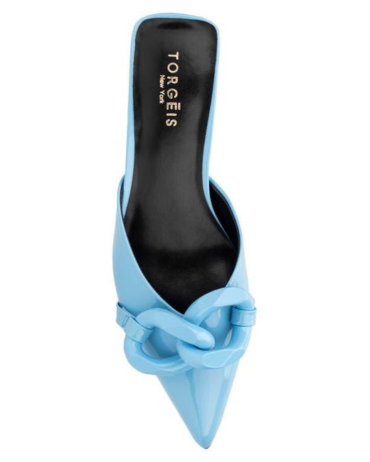 TORGEIS Blue Arboricola Chain Kitten Heel Mule