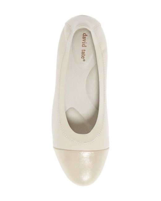 David Tate Natural Nicole Cap Toe Flat